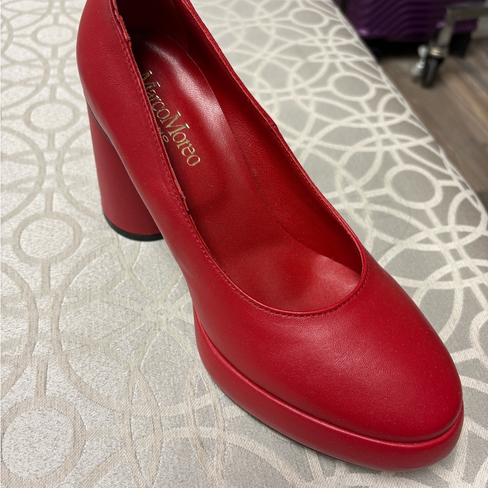 Bold Red Leather Platform Pump by